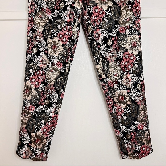 Anthropologie Maeve Jacquard Floral Metallic Slim Trousers - Picture 7 of 12